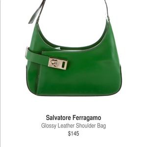 Green boxcalf leather Salvatore Ferragamo hand bag
